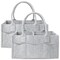 2 Pack Diaper Caddy Organizer - Portable Baby Caddy Organizer with Handle, Nursery Storage Bin and Car Organizer for Girls, Boys - Baby Gift Basket - Grey